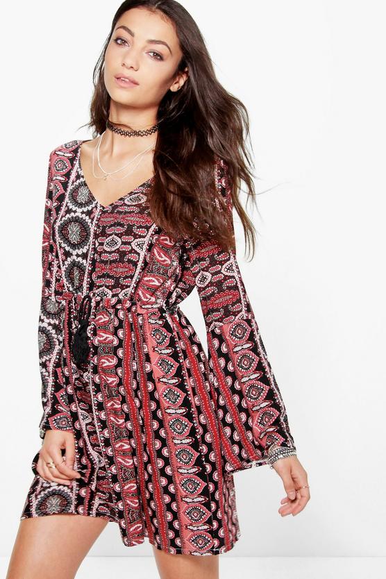 Tall Bryony Tassle Front Paisley Woven Dress